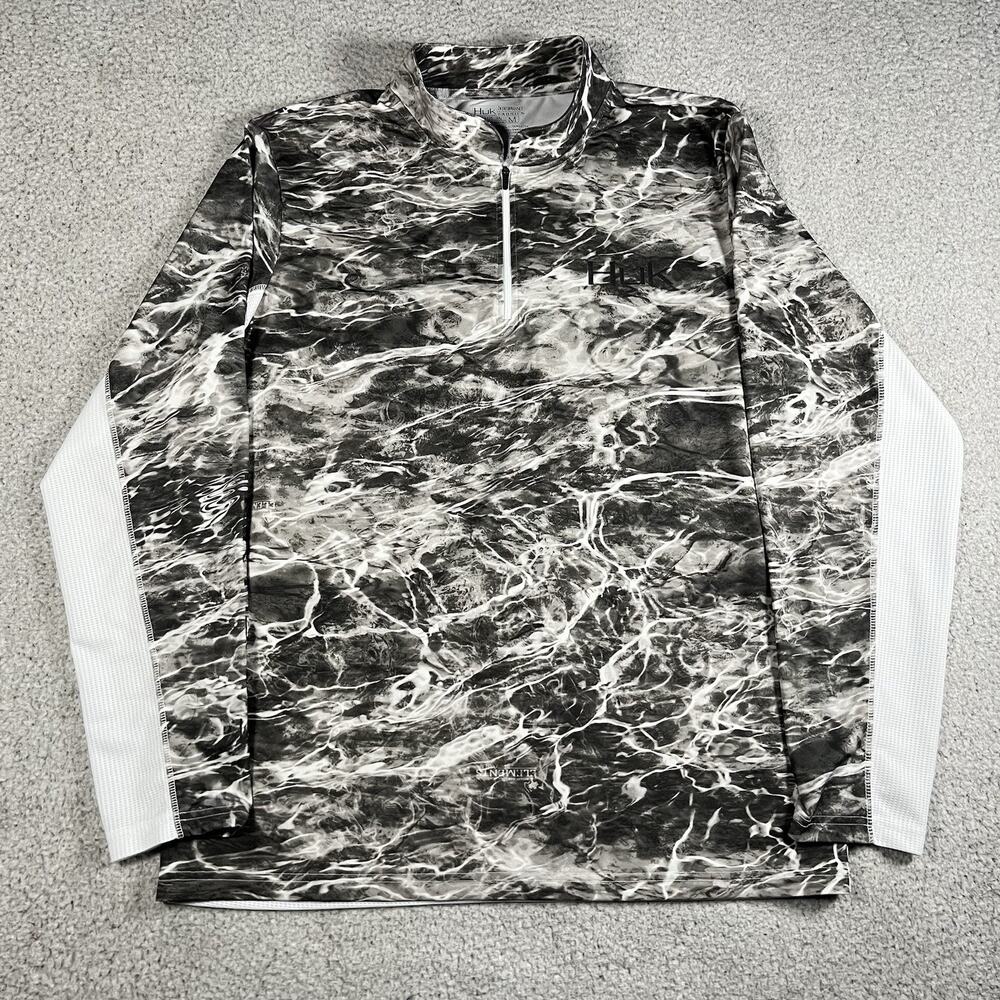 Huk 1/4 Zip Mens M Camo Lightweight Fishing Performance Long Sleeve Pullover
